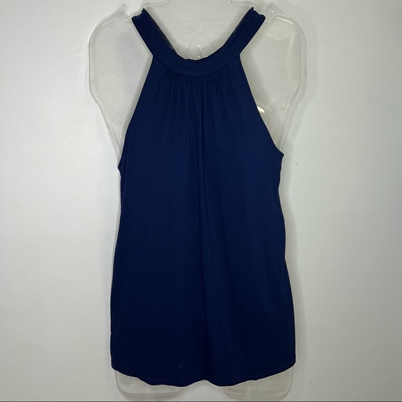NEW The Loft Dark Blue Mock Neck Halter Sleeveless Tank Top Size XS - Picture 2 of 7